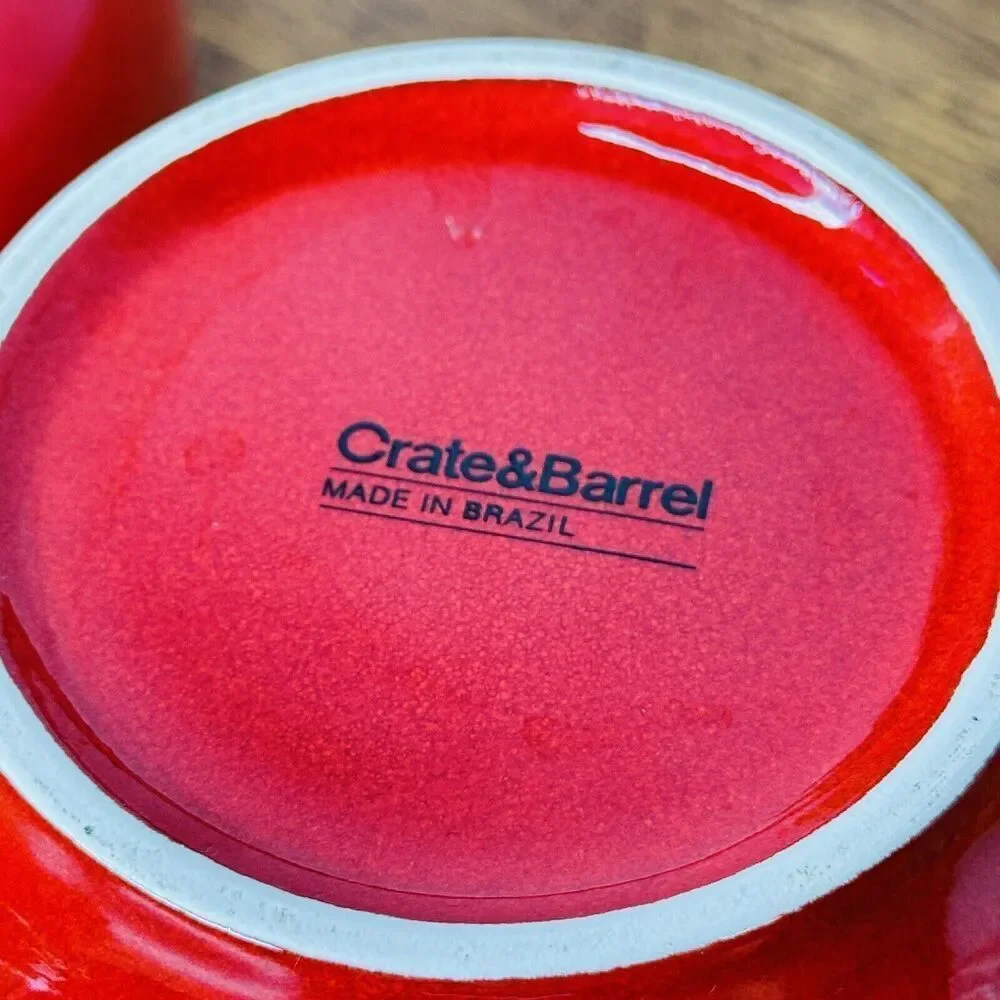 2 Crate&Barrel Red Coupe 5.75in Cereal Soup Bowls Crate and Barrel & VERY NICE